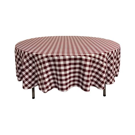 LA Linen Polyester Gingham Checkered 90 Inch Round Tablecloth White