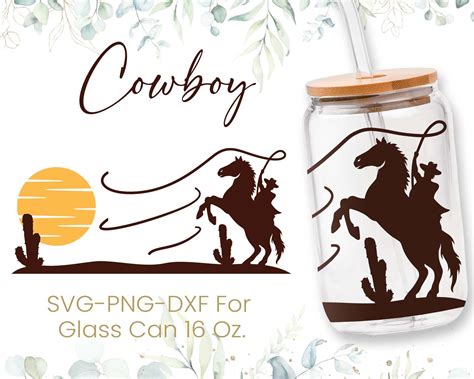 Oz Cowboy Libbey Glass Can Svg Western Glass Can Wrap Etsy