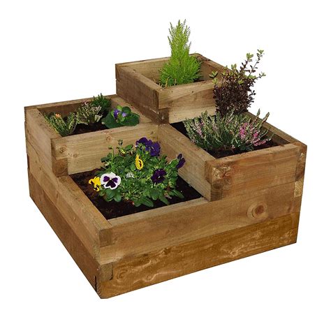 Caledonian Wooden 3 Tier Raised Garden Bed Flower Planter Frame