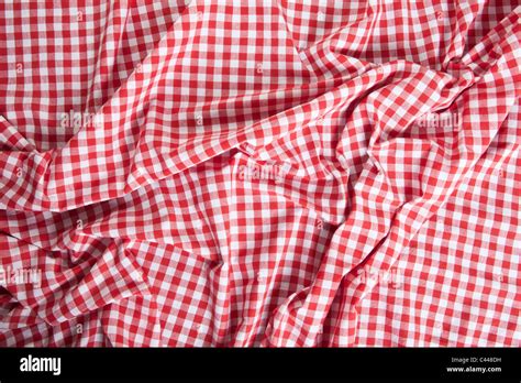 A Wrinkled Gingham Picnic Blanket Stock Photo Alamy