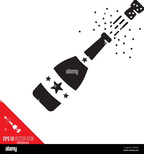 Champagne Bottle Popping Open Vector Glyph Icon End Of Year