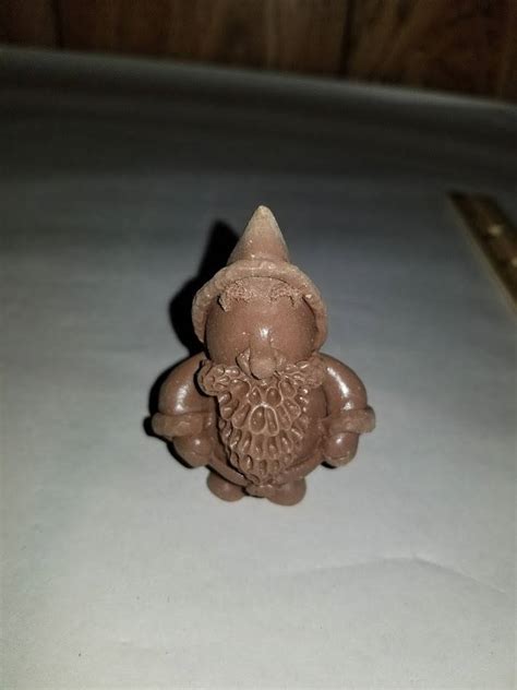 Unfinished Pecan Resin Small Roly Poly Style Santa Figurine With Pointy