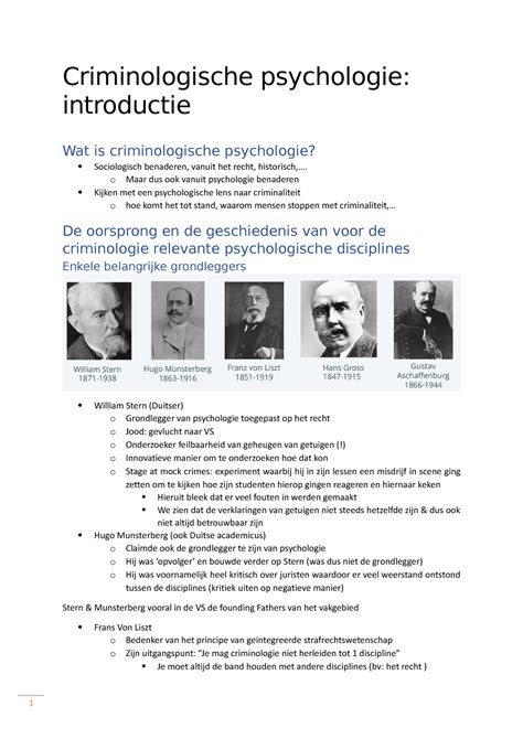 Introductie Les Introductie Les Criminologische Psychologie