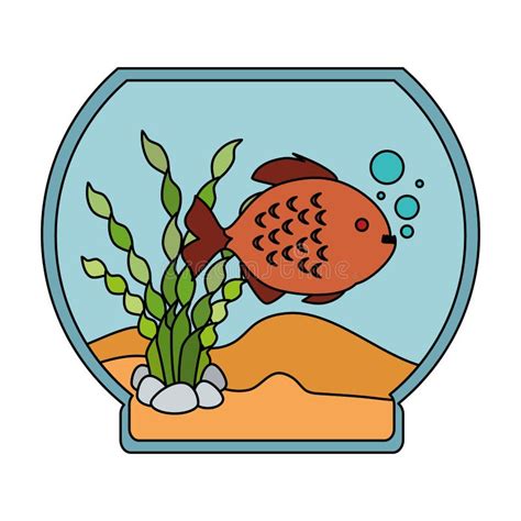 Aquarium Bowl With Colors Fish Stock Illustration Illustration Of