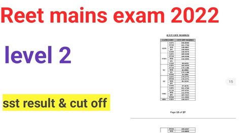 Reet Mains Exam Level Sst Result Cut Off Declared Rajasthan