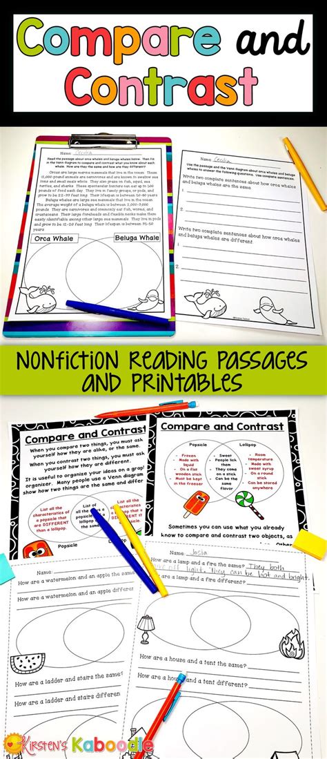 Compare And Contrast Nonfiction Reading Passages And Printables Are