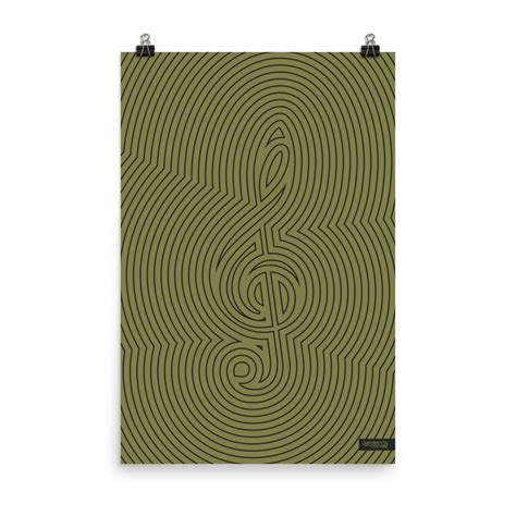 Treble Clef Poster Striped Pattern Green Gliss Prints