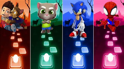 Talking Tom Sonic Prime Marvels Spidey Paw Patrol Tiles Hop