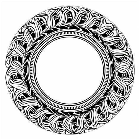 Un Dibujo En Blanco Y Negro De Un Marco Circular Con Remolinos Ai