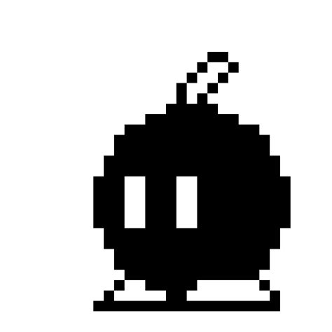 Bomb-om from Mario in black and white (32*32) OC : r/PixelArt