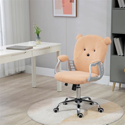 Cute Office Chair Bear Shape Desk Chair With Teddy Fleece Fabric