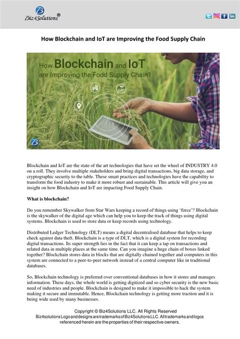 Ppt How Blockchain And Iot Are Improving The Food Supply Chain