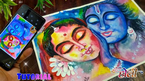 Radha Krishna Playing Holi Holi Drawing Watercolor Time Lapse