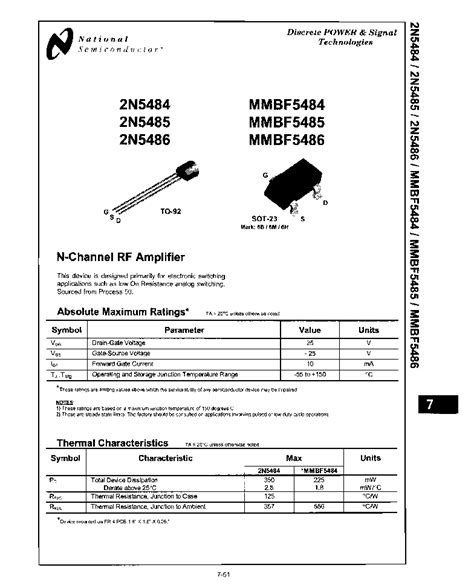 2N5485 D27Z PDF资料下载 1 6 页 UHF BAND Si N CHANNEL RF SMALL SIGNAL