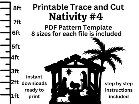 1ft To 8ft Nativity Scene Pattern Pdf Template Printable Trace And Cut Christmas Sign Template