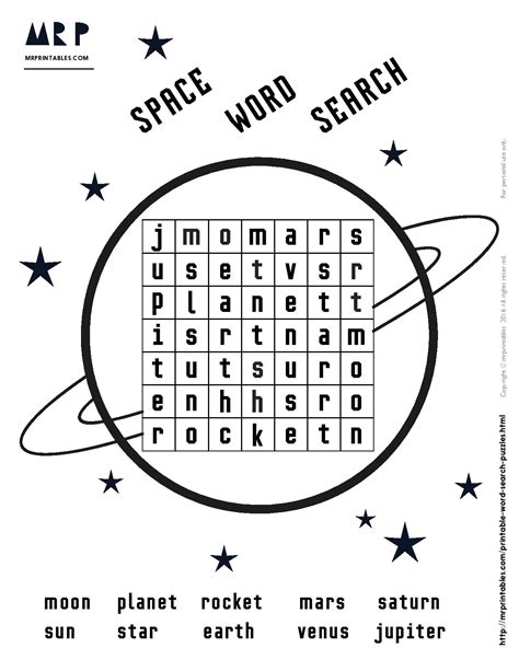 18 Astronomical Space Word Search Puzzles - Kitty Baby Love