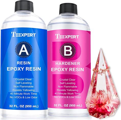 Teexpert Epoxy Resin Crystal Clear Kit 64oz Epoxy Resin Clear Crystal