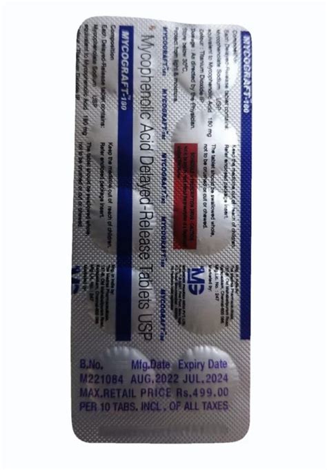 180mg Mycograft Mycophenolic Acid Delayed Release Tablets Usp At Rs 255