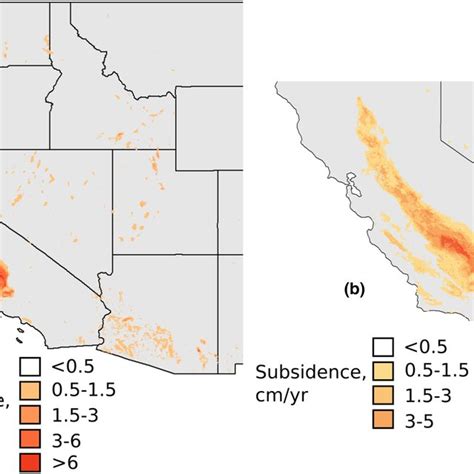 A Predicted Subsidence Over The Western United States And B