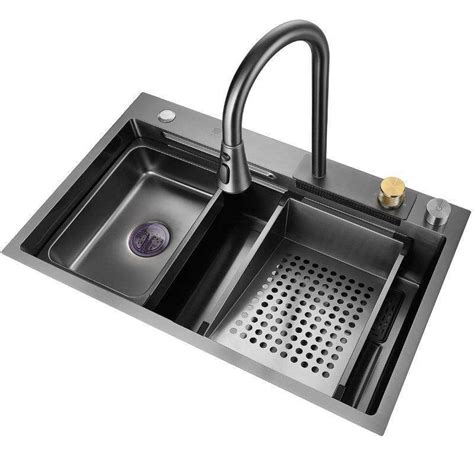 High End Multi Function Stainless Steel Sink Wire Drawing Nano Black