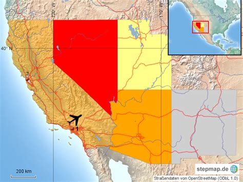 StepMap USA Süd West Städte CG Landkarte für USA