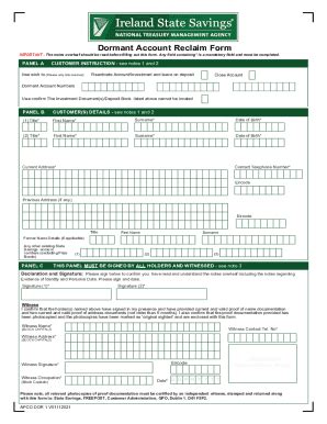 Fillable Online Dormant Account Reclaim Form 1 Pages 1 2 Fax Email