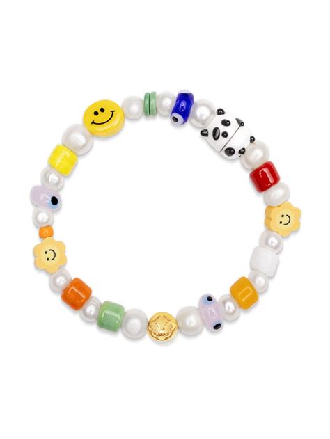 Nialaya Jewelry Mens Panda Pearl Bracelet White Farfetch