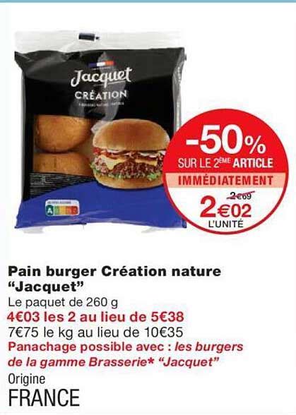 Promo Pain Burger Création Nature jacquet chez Monoprix iCatalogue fr