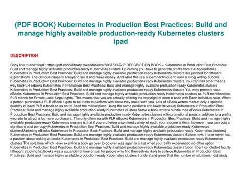 PPT PDF BOOK Kubernetes In Production Best Practices Build And