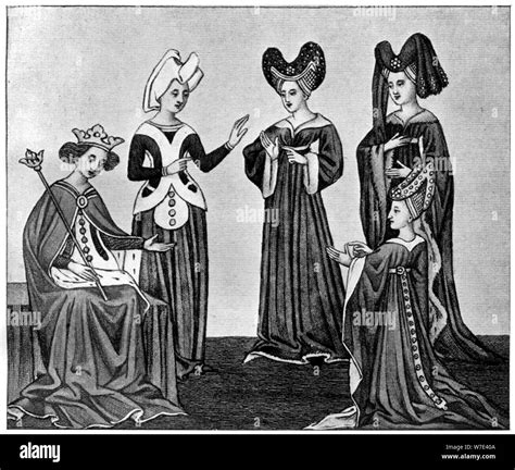 Heart Shaped Headdresses 15th Century 1910 Artist Unknown Stock