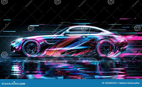 Sleek Futuristic Sports Car In Modern Showroom Stock Photography