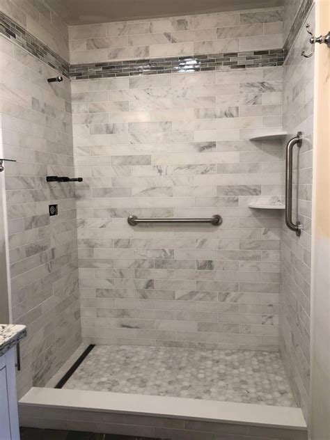 White Marble Walk In Shower