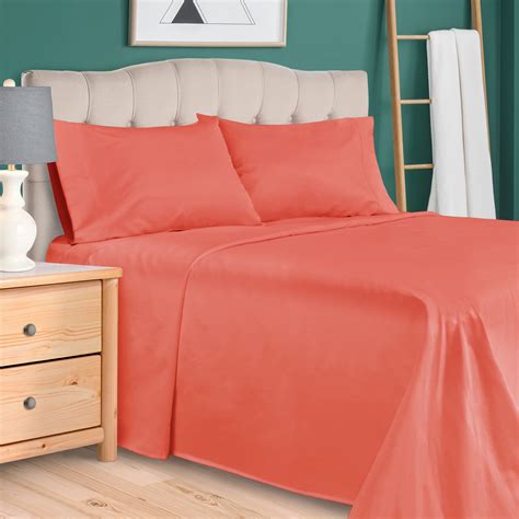 Bnm 300 Thread Count Egyptian Cotton Sheet Set Twin Xl Coral