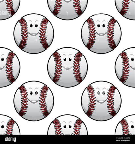 Seamless Sporting Background Pattern Of Cute Cartoon Baseball Ball For