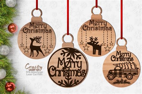 Christmas Ornament Svg Bundle Laser Cut Files Merry Etsy