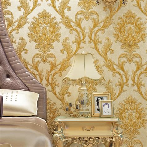 European Style Floral Embossed Non Woven Wallpaper Damask Wall Covering Roll Luxury 3d