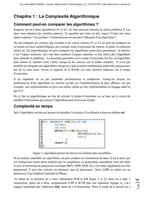 Solution Algorithmique Et Structure De Donn Es Chapitre Complexit