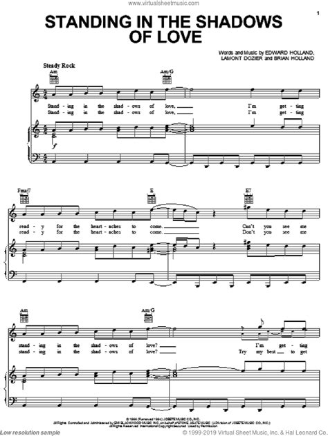 Standing In The Shadows Of Love Sheet Music For Voice Piano Or Guitar