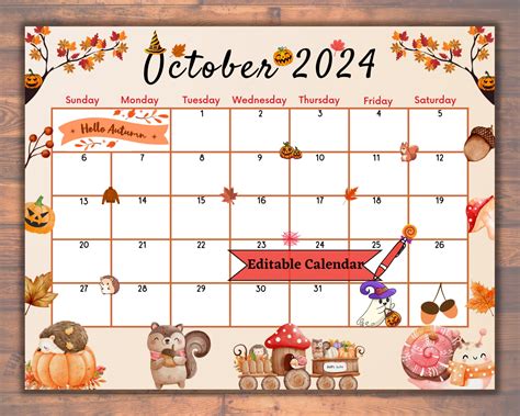 Editable October Calendar Good Calendar Idea