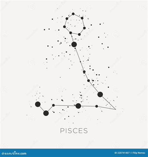 Star Constellation Zodiac Pisces Black White Vector Stock Vector