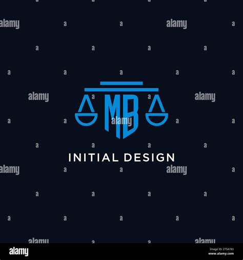 MB Monogram Initial Logo With Scales Of Justice Icon Design Inspiration