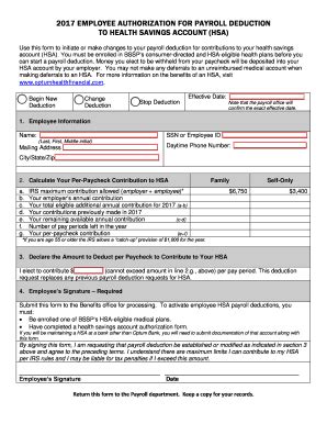 Fillable Online 2017 EMPLOYEE AUTHORIZATION FOR PAYROLL DEDUCTION