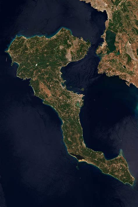 Satellite View Of Corfu In The Mediterranean Sea Digital Art By Lavit