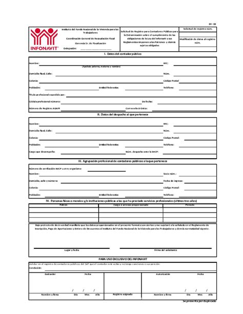 Solicitud De Registro De Dictaminadores Autorizados Ante El Infonavit