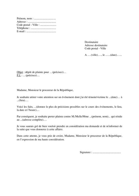 Lettre De D P T De Plainte Aupr S Du Procureur De La R Publique