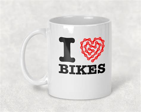 I Love Bikes Mug Cycling Mug Gift For Cyclist Etsy