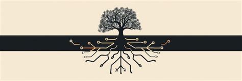 Minimalistic Design Of A Tree With Roots Shaped Like Circuit