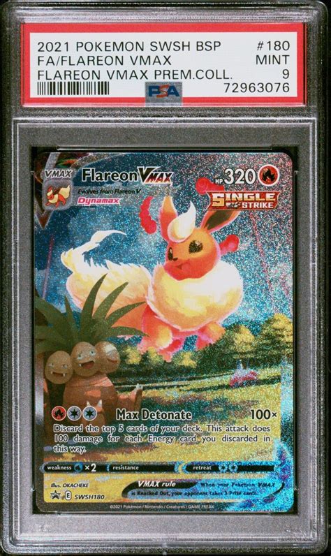 Psa Mint Pokemon Flareon Vmax Alt Art Swsh Values Mavin