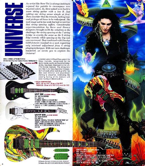 Ibanez Catalog Page Of Steve Vai Universe String Guitars Steve Vai