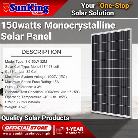 Sunkingsolar Watts Monocrystalline Solar Panel Sunking Solar